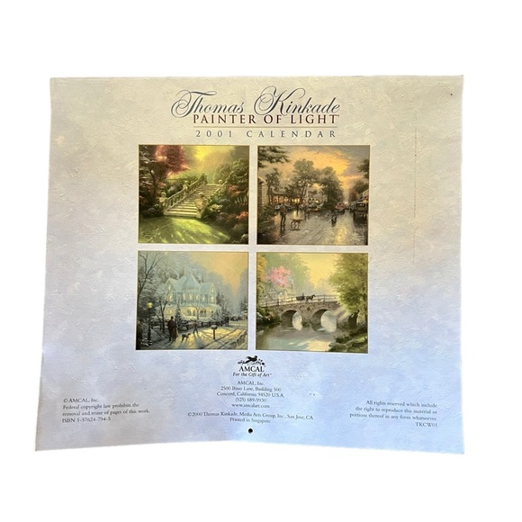 Thomas Kincade Painter of Light 2001 Calendar - Picture 2 of 2